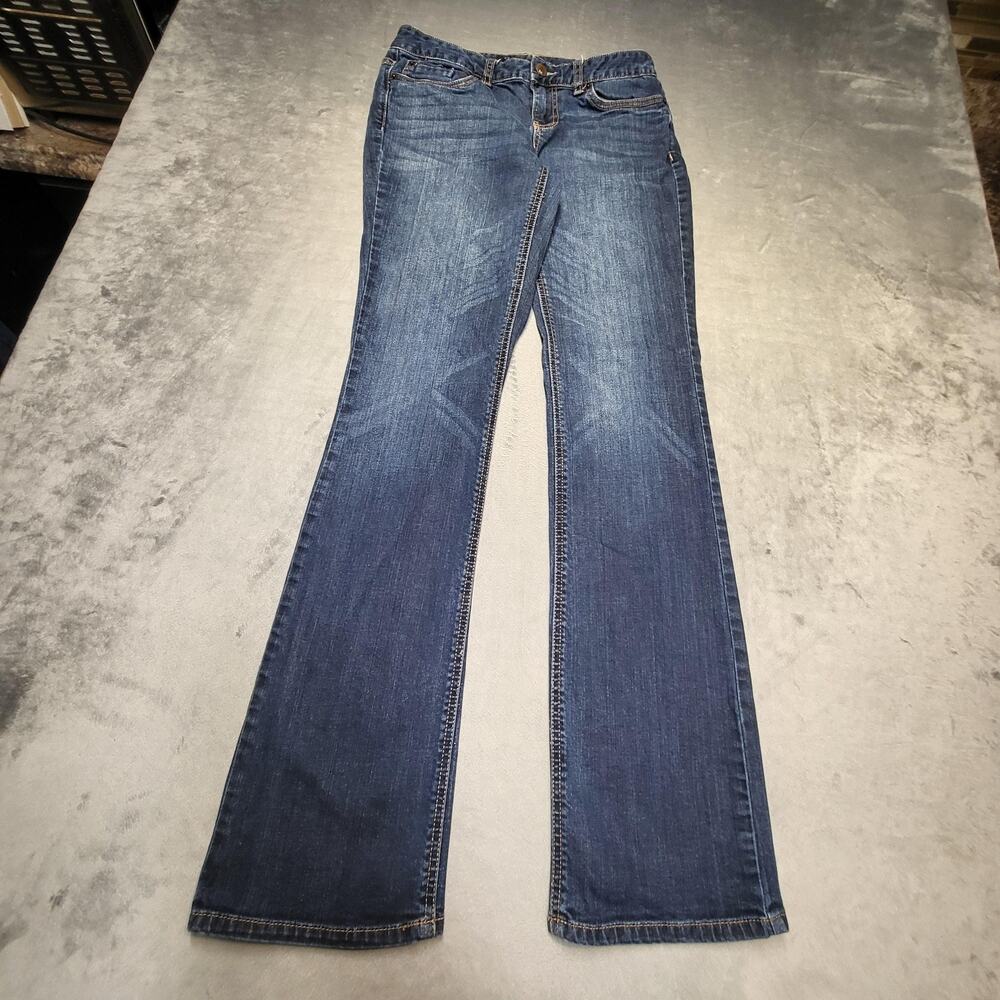 Mossimo Jeans Womens 6L Blue Bootcut Tall Low Rise Medium Wash Stretch Denim
